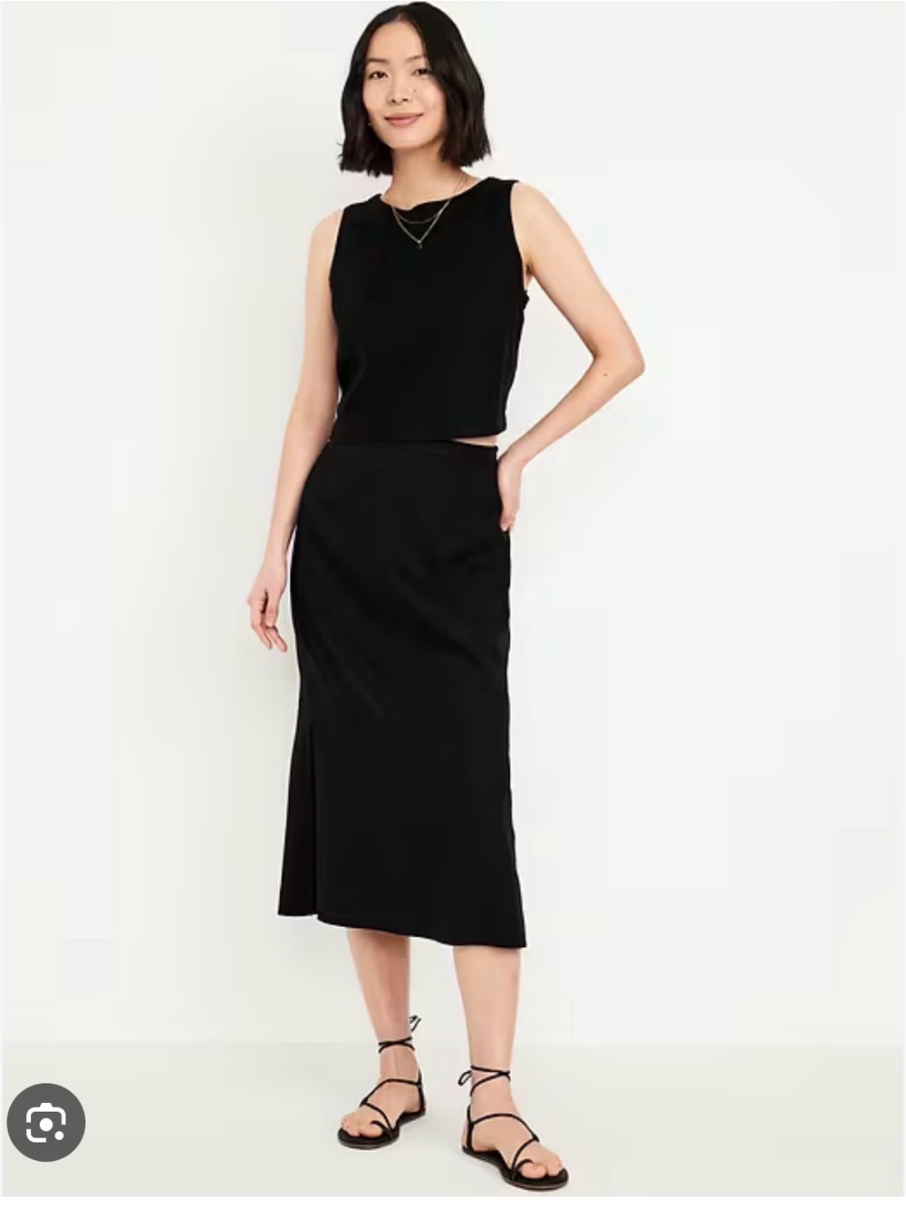 Old Navy Linen blend Black Midi Skirt